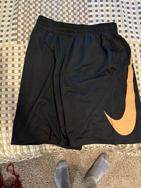 Nike Black Dri-FIT Shorts with Light Blue Logo